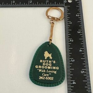 Vintage Ruths Dog Grooming‎ Keychain Poodle "With Loving Care" Phone Number